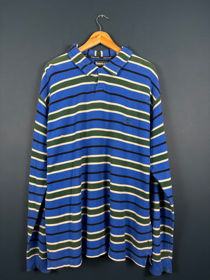 Vintage 90s Timberland Blue Stripe Polo Rugby Top (XL)
