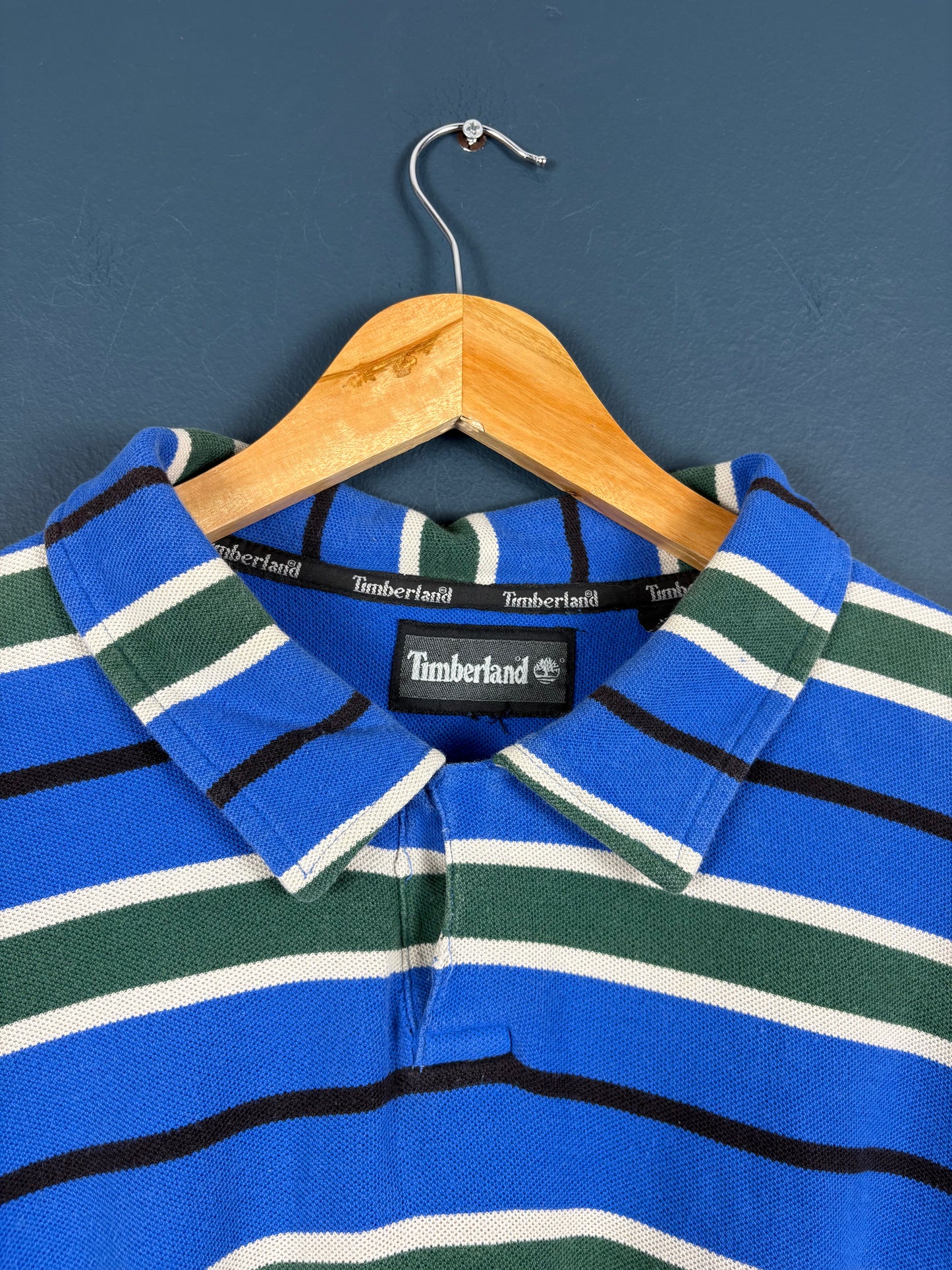 Vintage 90s Timberland Blue Stripe Polo Rugby Top (XL)