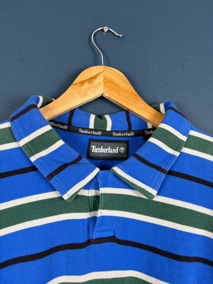 Vintage 90s Timberland Blue Stripe Polo Rugby Top (XL)