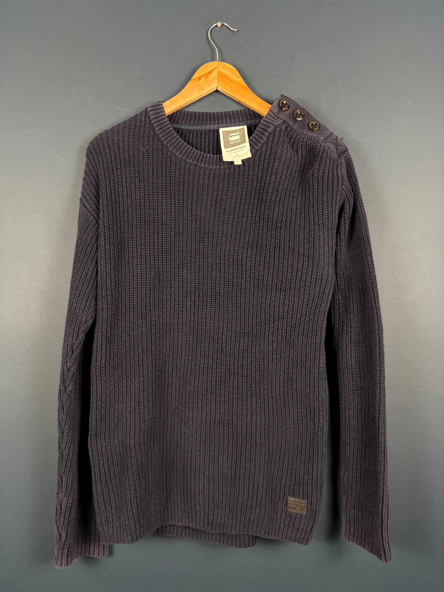 Vintage G-Star Raw Navy Ribbed Knit Sweater (M)