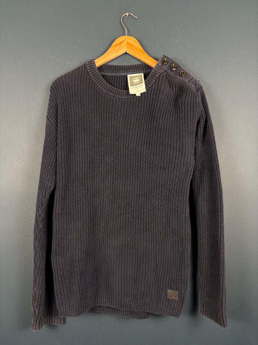 Vintage G-Star Raw Navy Ribbed Knit Sweater (M)