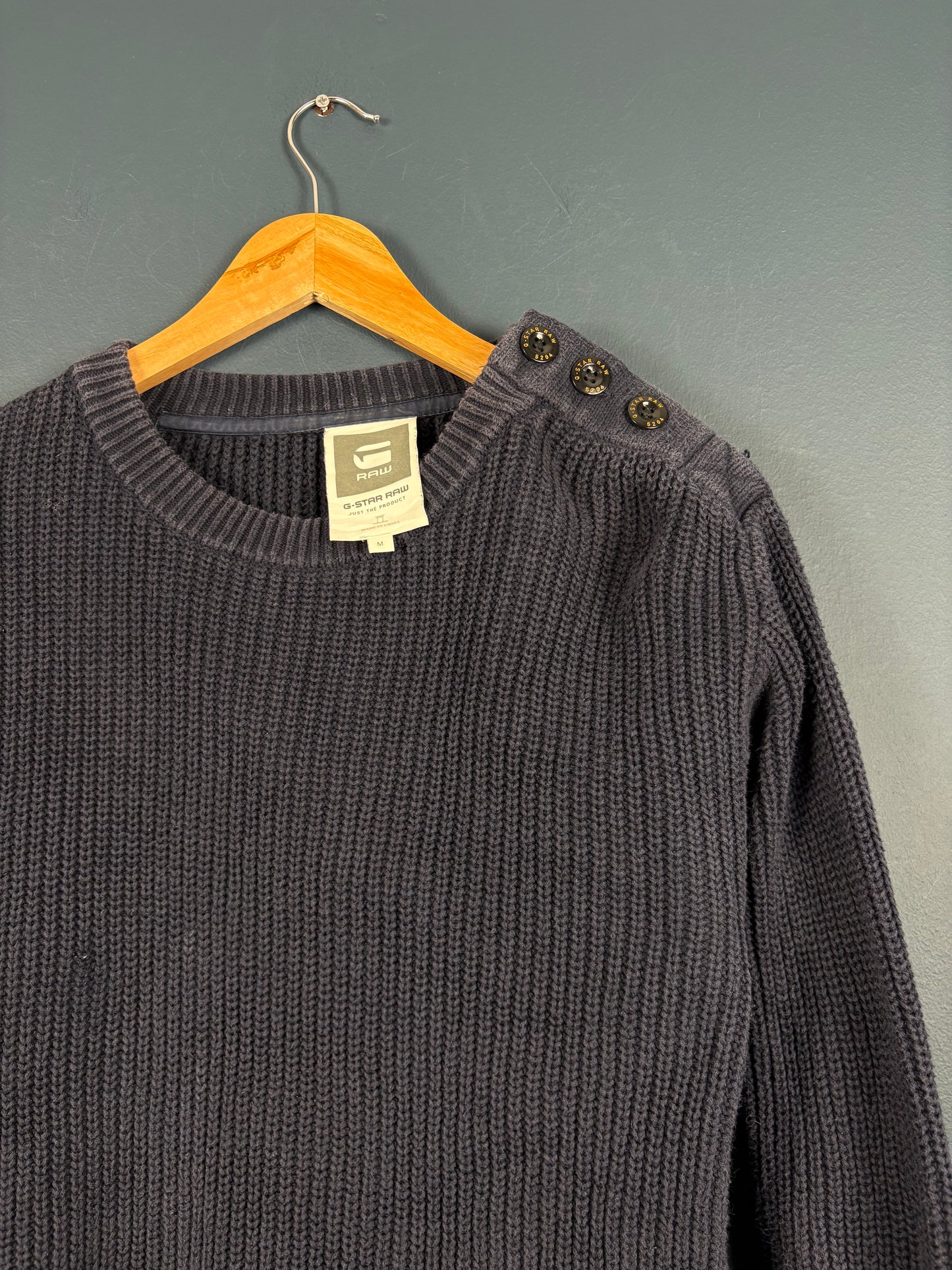 Vintage G-Star Raw Navy Ribbed Knit Sweater (M)