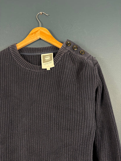 Vintage G-Star Raw Navy Ribbed Knit Sweater (M)