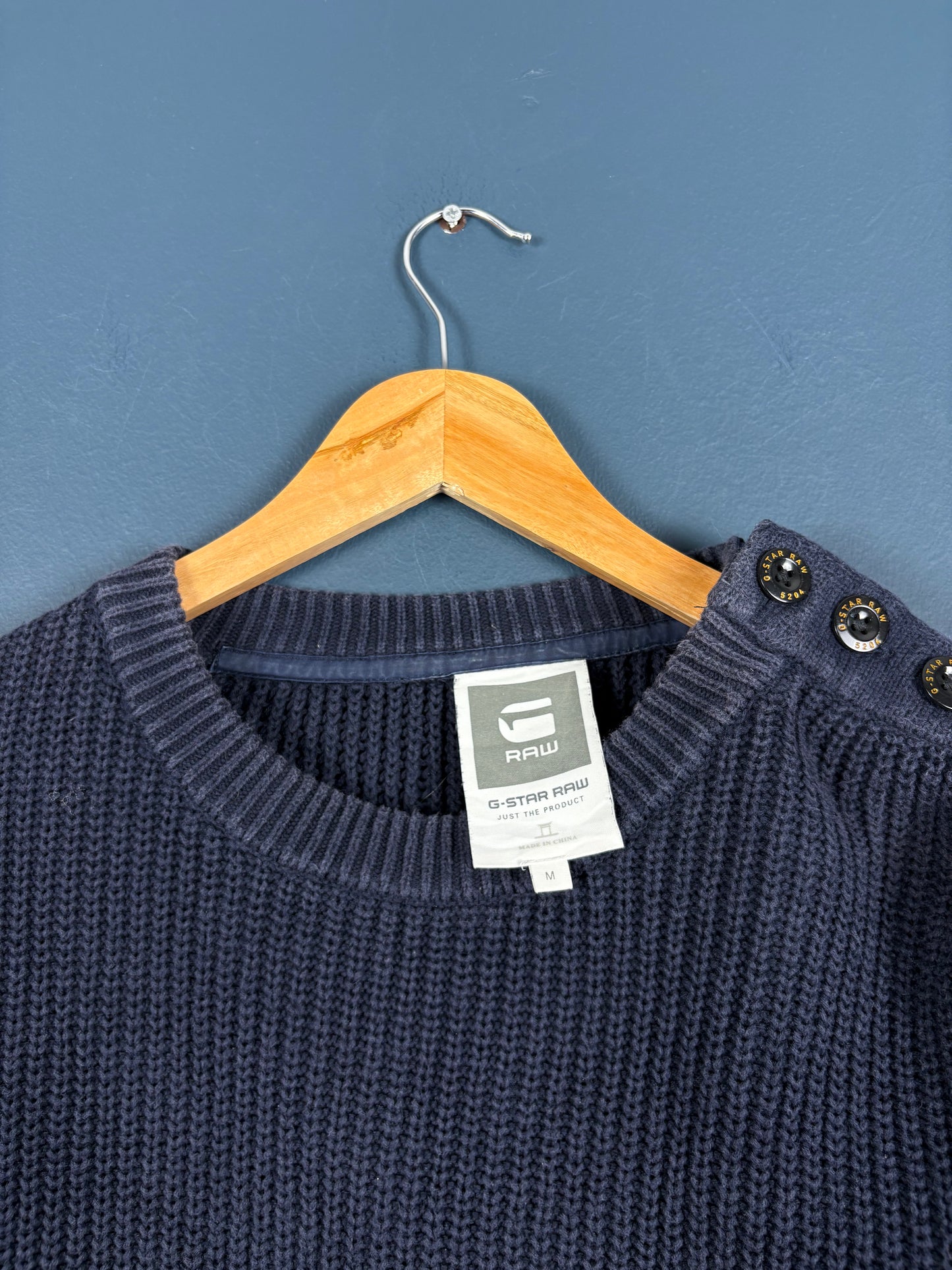 Vintage G-Star Raw Navy Ribbed Knit Sweater (M)