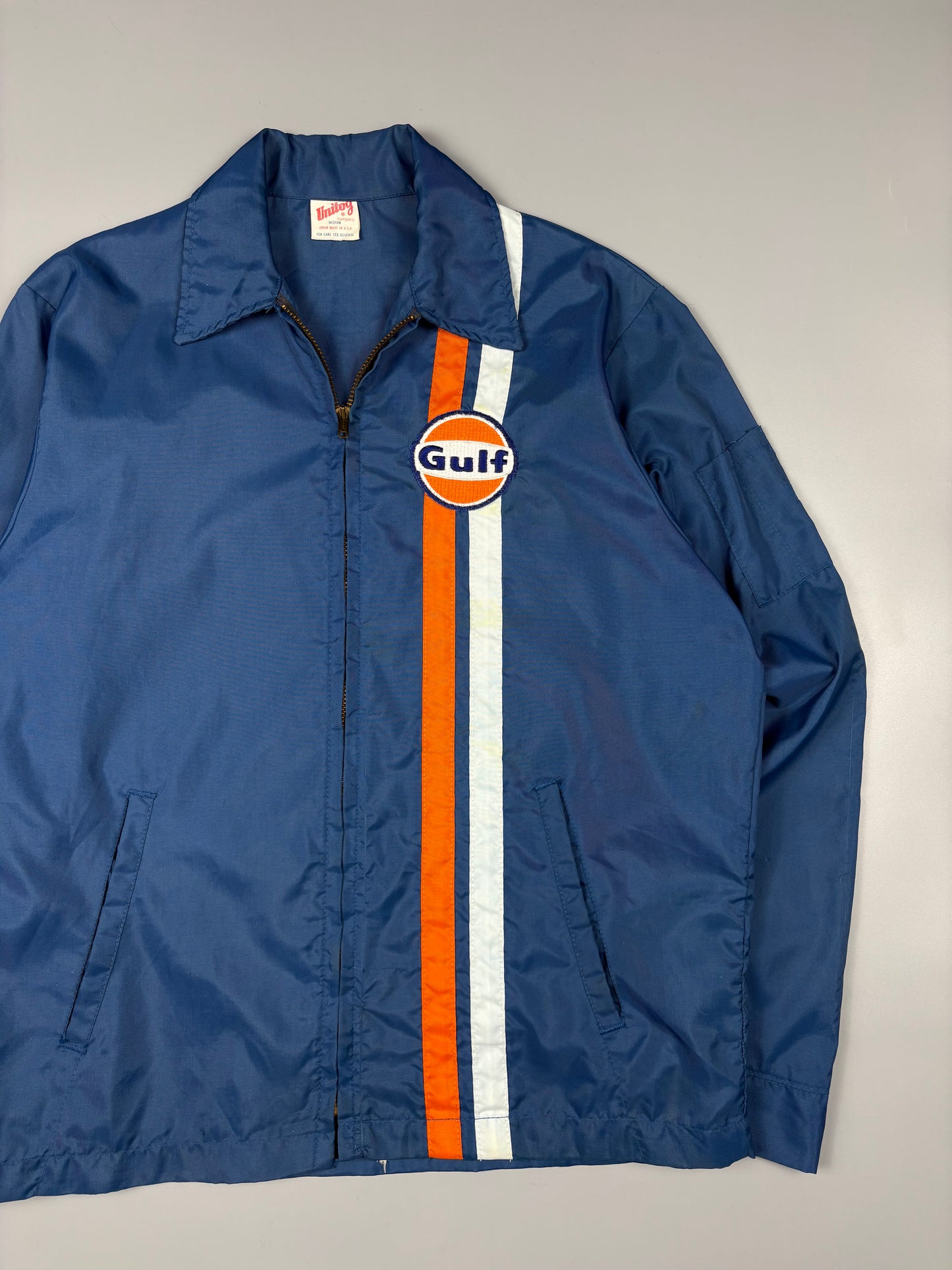 Vintage 1970s Gulf Gasoline Talon Zipper Jacket (M)