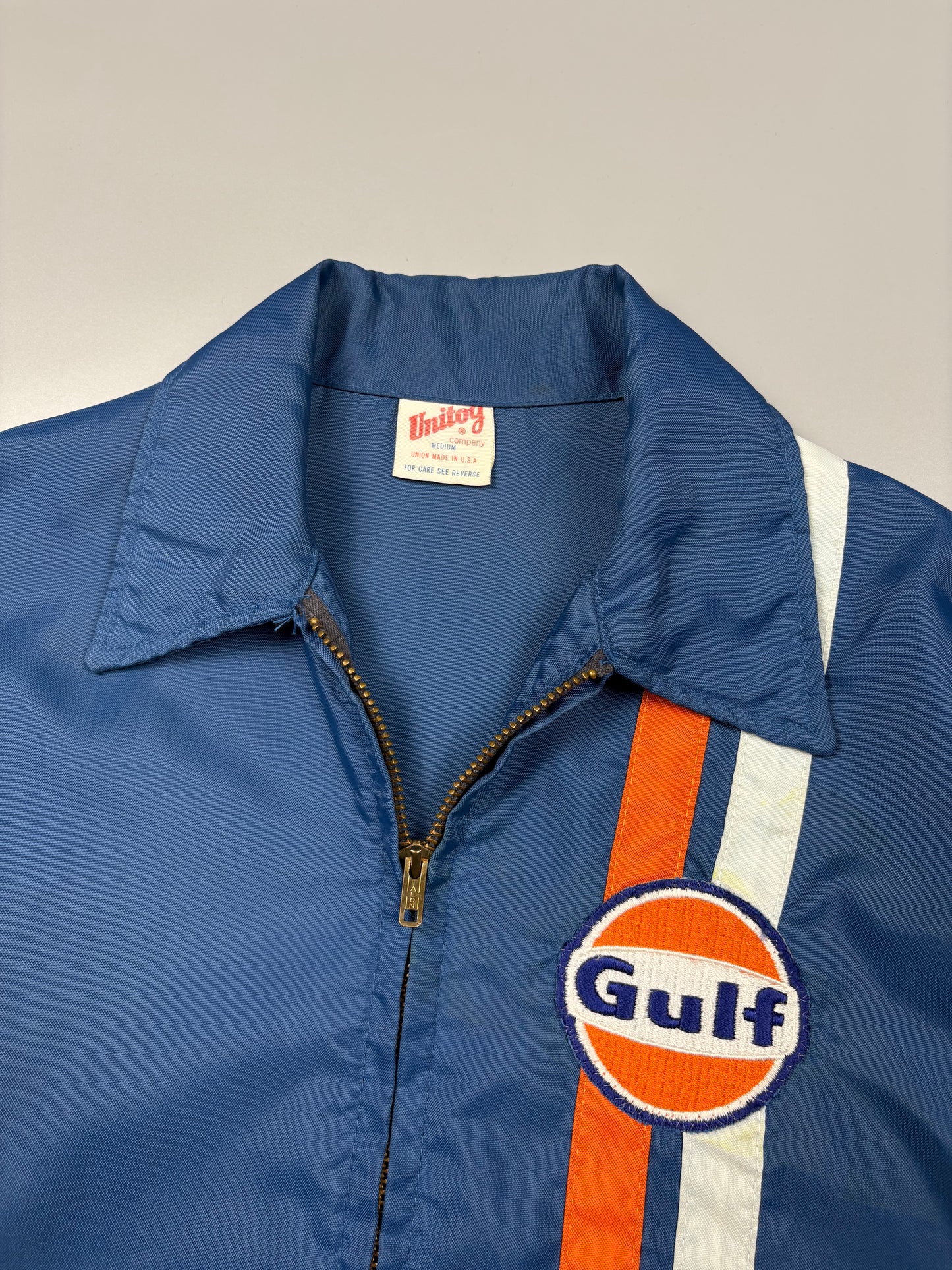 Vintage 1970s Gulf Gasoline Talon Zipper Jacket (M)