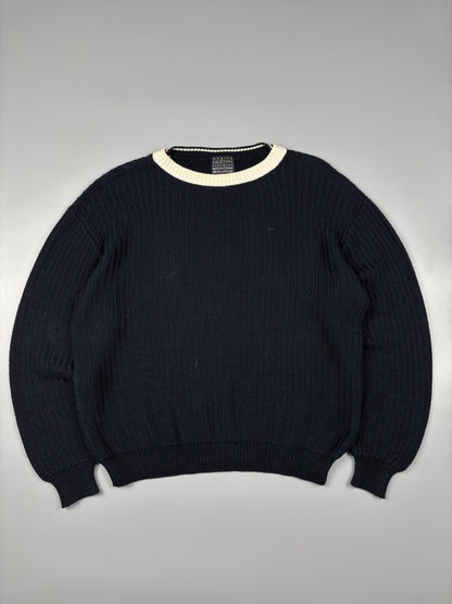 Vintage 1980s Marina Yachting Navy Heavy Knit Jumper (L)