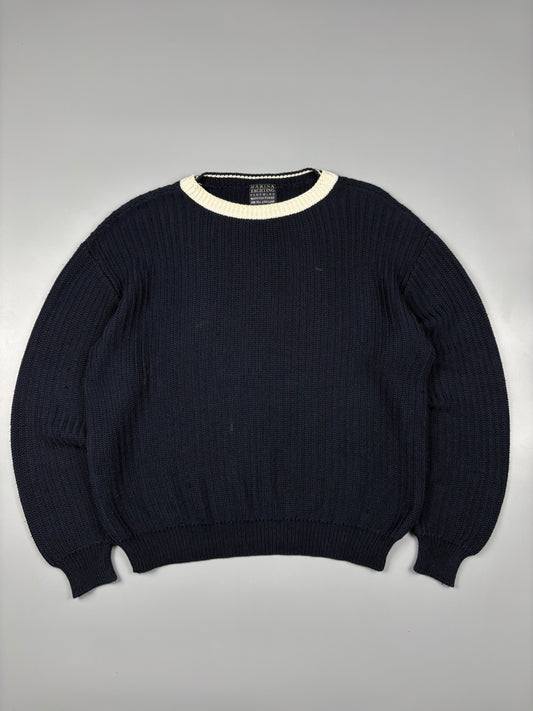 Vintage 1980s Marina Yachting Navy Heavy Knit Jumper (L)