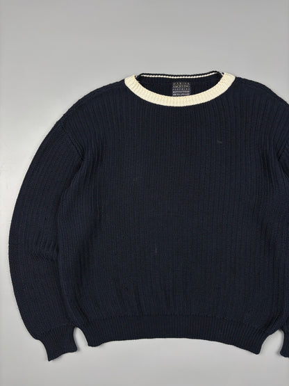 Vintage 1980s Marina Yachting Navy Heavy Knit Jumper (L)