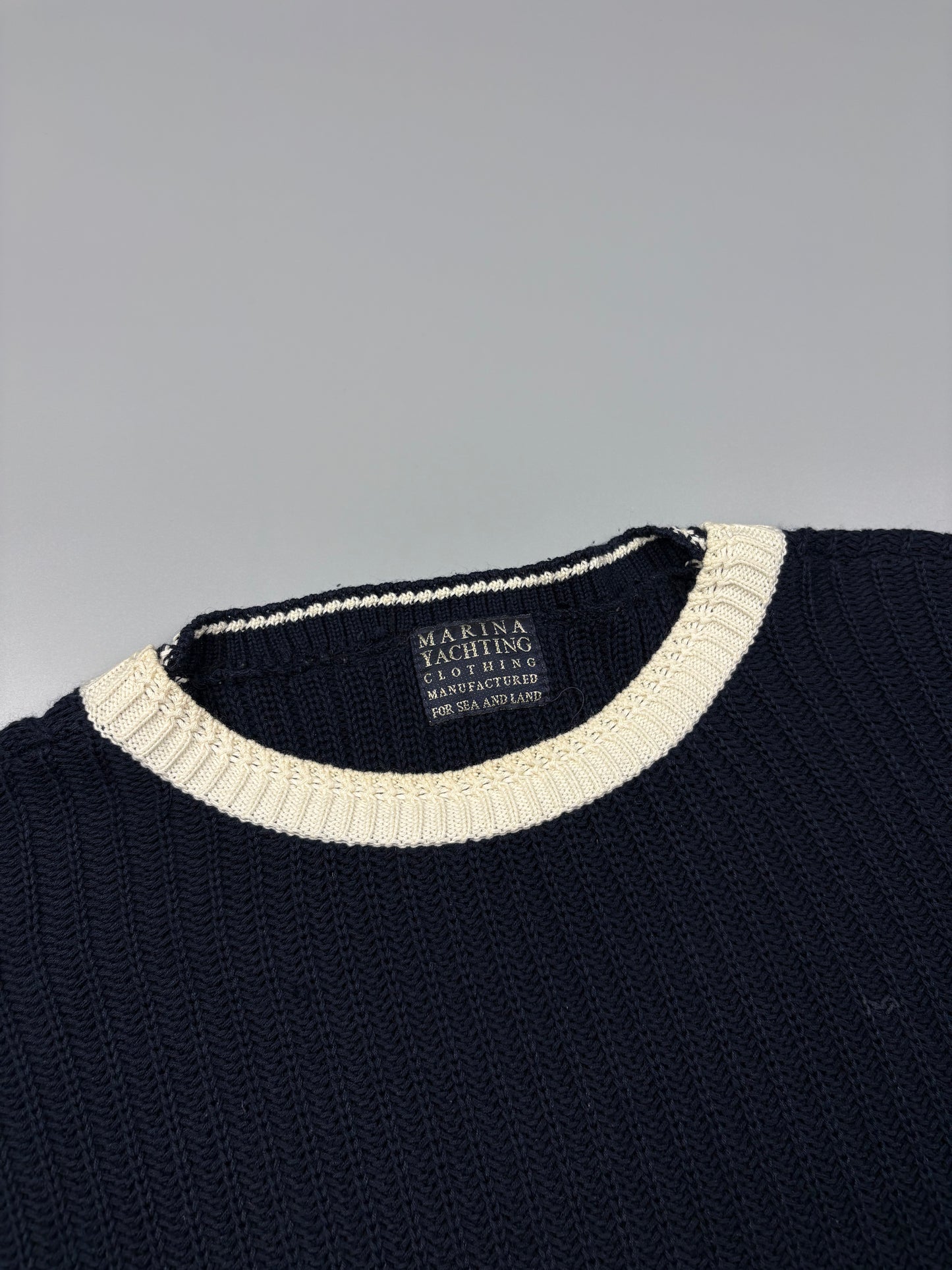 Vintage 1980s Marina Yachting Navy Heavy Knit Jumper (L)
