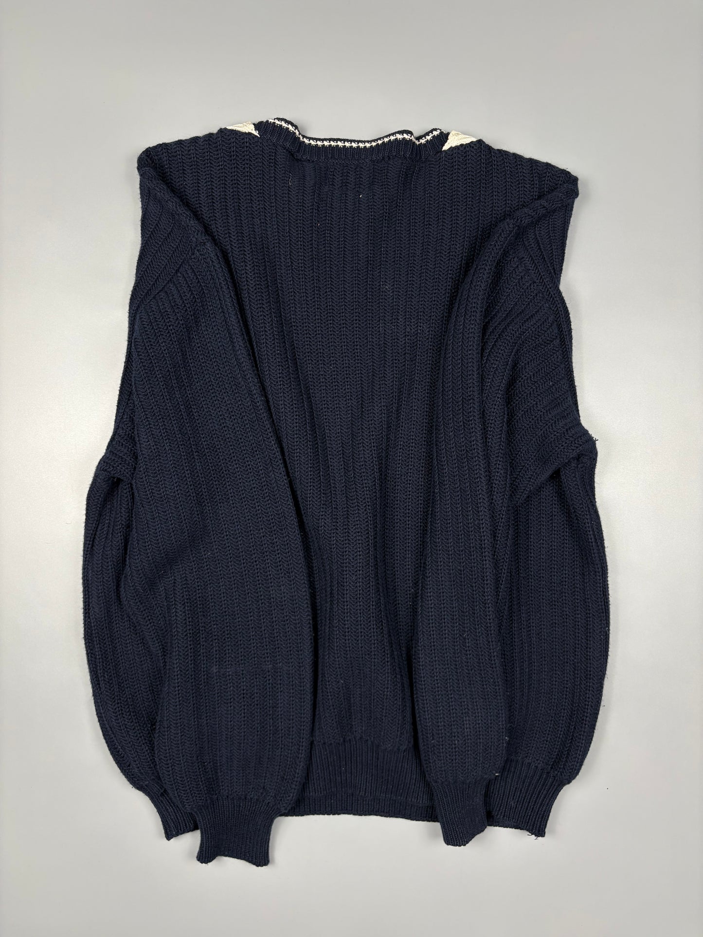 Vintage 1980s Marina Yachting Navy Heavy Knit Jumper (L)
