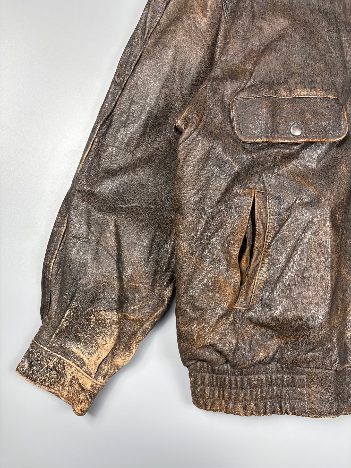 Vintage 1980s 'Out of this World' Embroidered Leather Jacket (L)