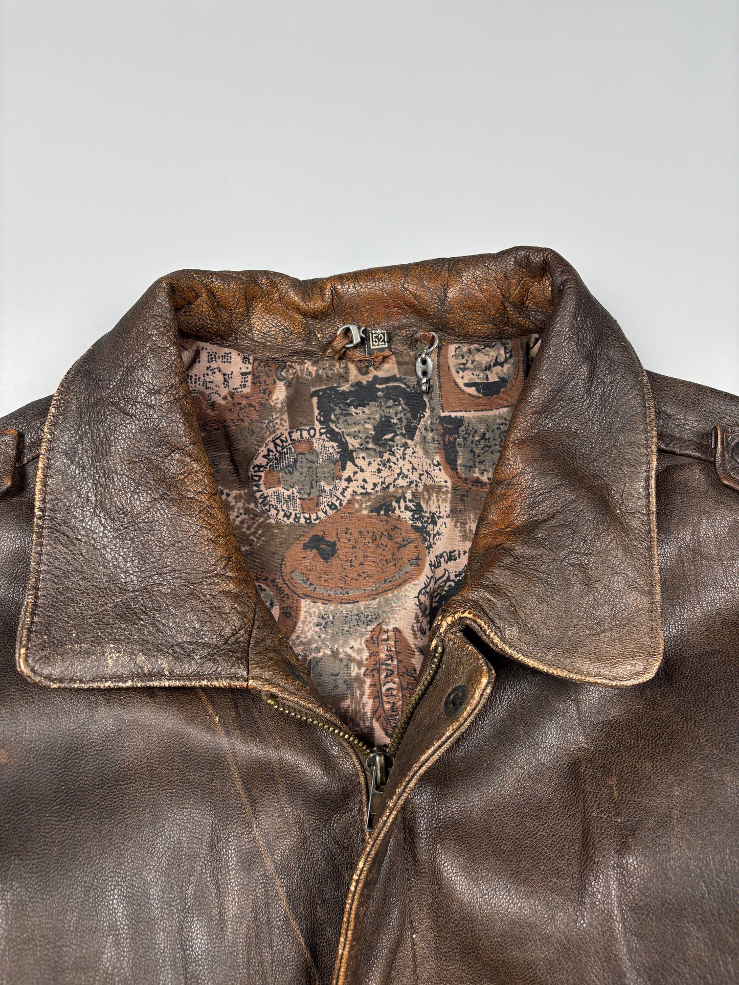 Vintage 1980s 'Out of this World' Embroidered Leather Jacket (L)