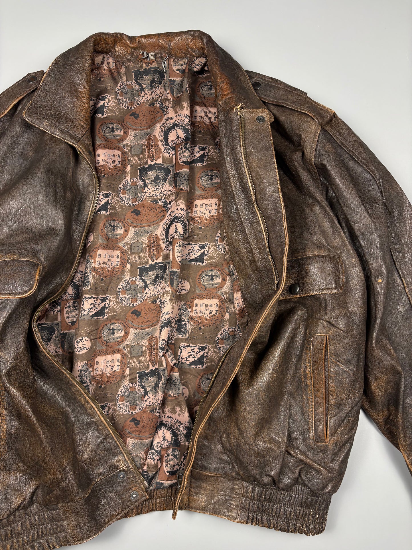 Vintage 1980s 'Out of this World' Embroidered Leather Jacket (L)