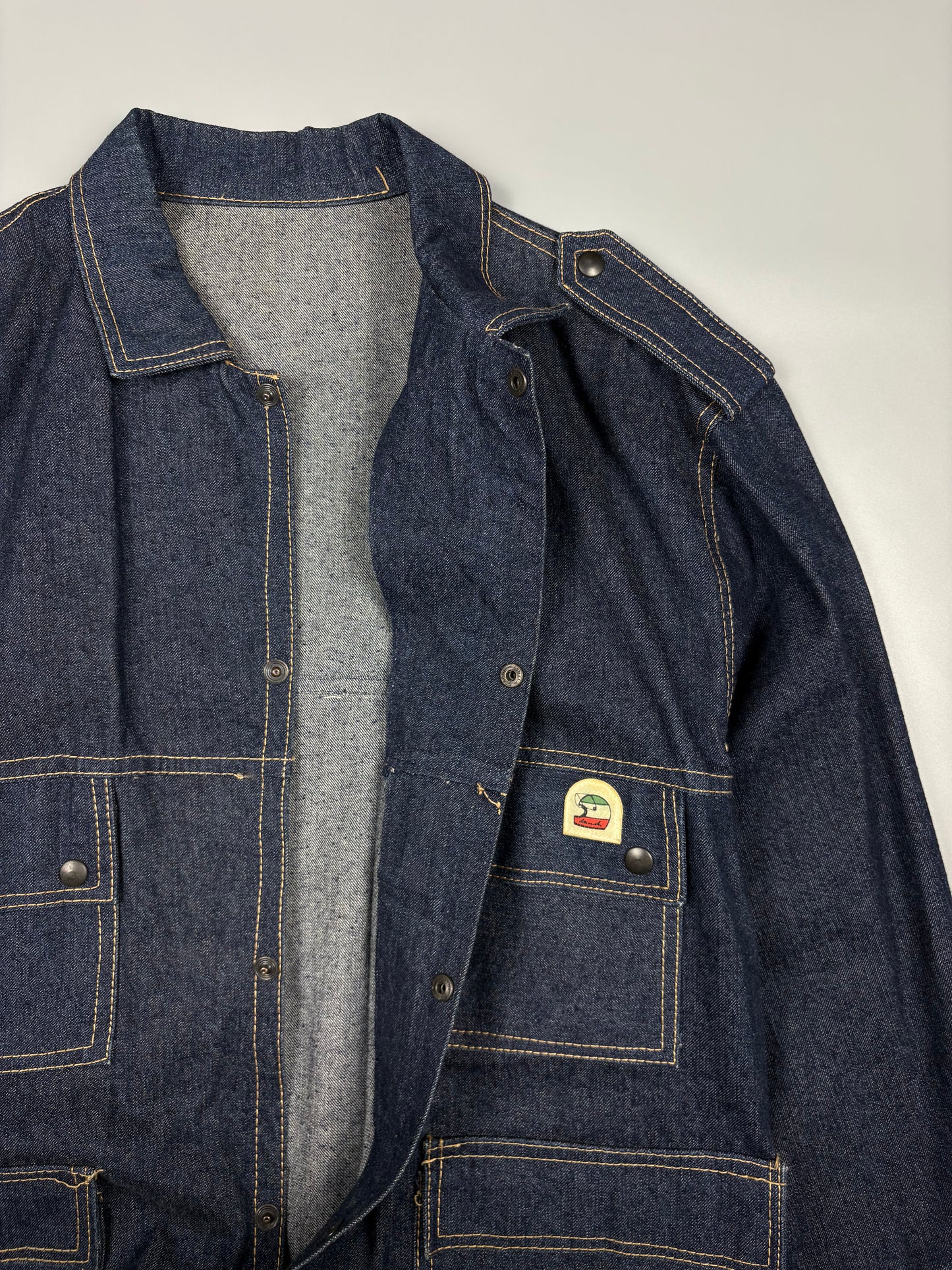 Vintage 1980s Italian Made Raw Denim Jacket (L)