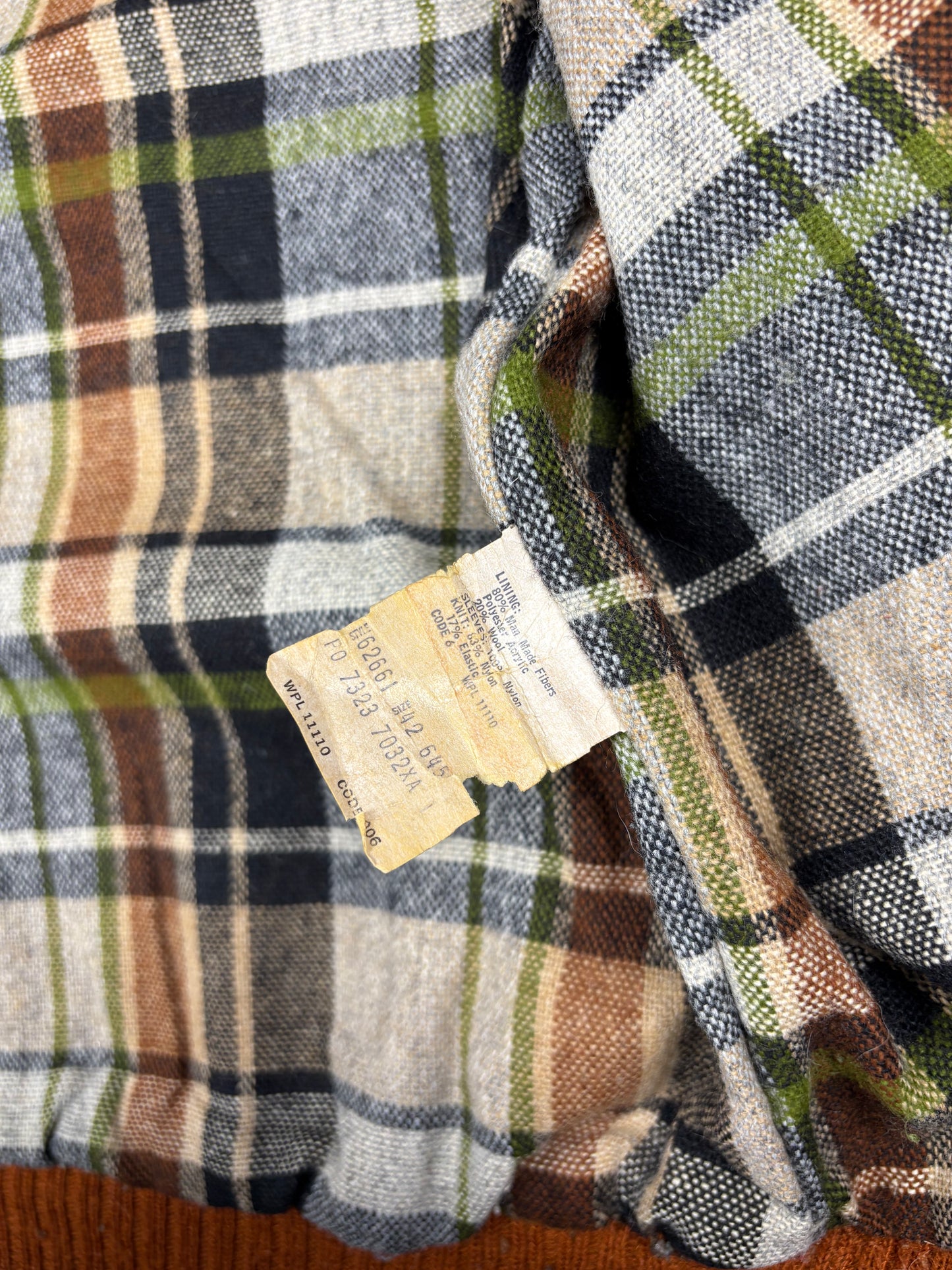 Vintage 1970s Sears Plaid Lined Leather Jacket (L)