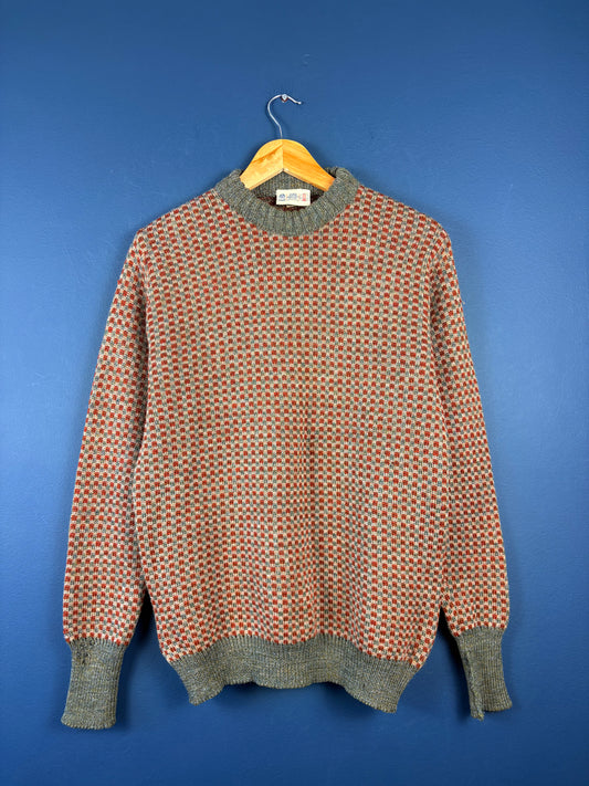 Vintage 1970s British Wool Birdseye 100% Wool Sweater (M)