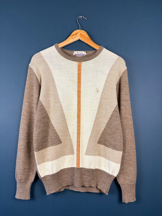 Vintage 1980s Pierre Cardin Tigne Tricot Beige Knit Sweater (M)