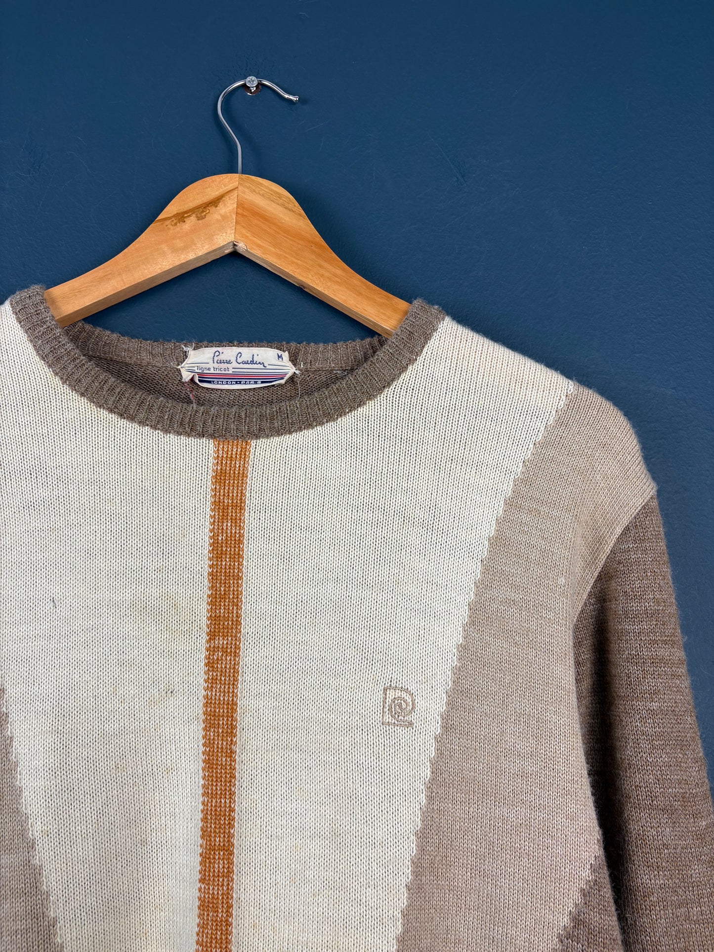 Vintage 1980s Pierre Cardin Tigne Tricot Beige Knit Sweater (M)