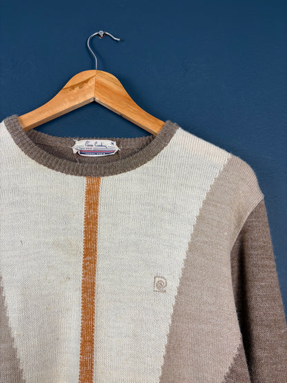 Vintage 1980s Pierre Cardin Tigne Tricot Beige Knit Sweater (M)