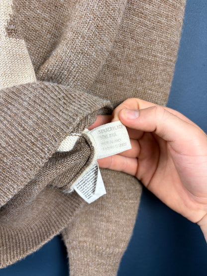 Vintage 1980s Pierre Cardin Tigne Tricot Beige Knit Sweater (M)