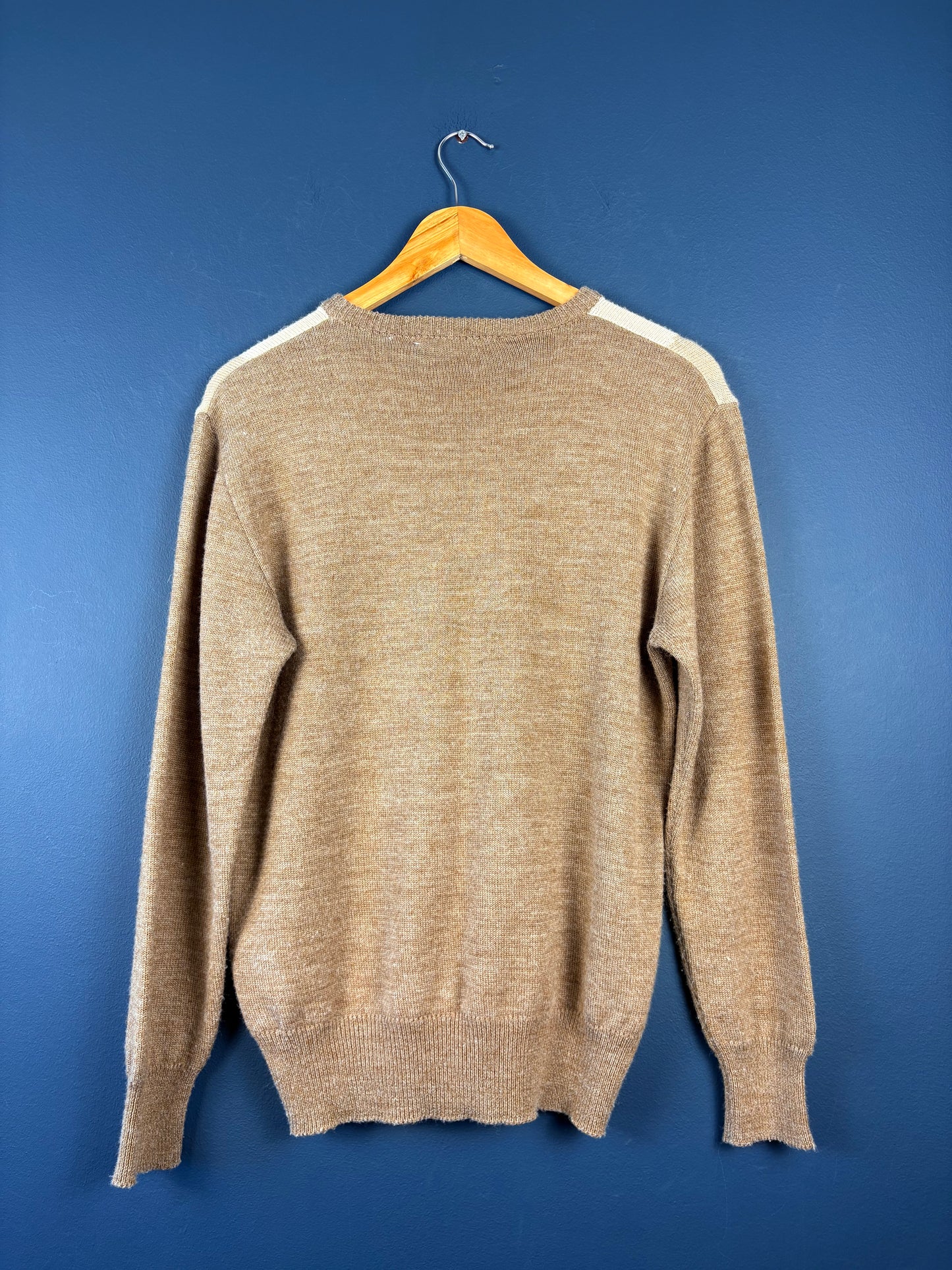 Vintage 1980s Pierre Cardin Tigne Tricot Beige Knit Sweater (M)