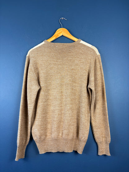 Vintage 1980s Pierre Cardin Tigne Tricot Beige Knit Sweater (M)