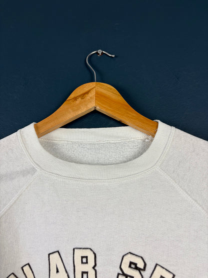 Vintage 1980s New York White Graphic Henley Sweatshirt (wmns M)