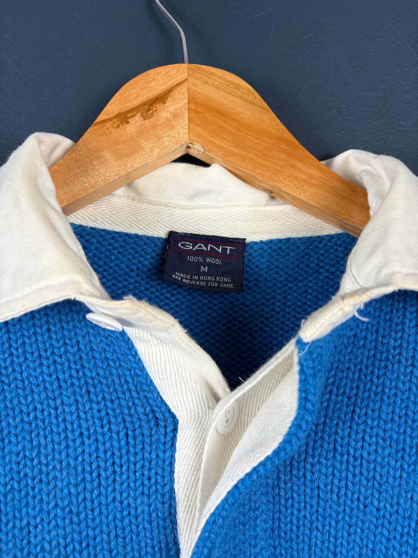 Vintage 90s GANT 100% Wool Colour Block Knit Rugby Top (M)