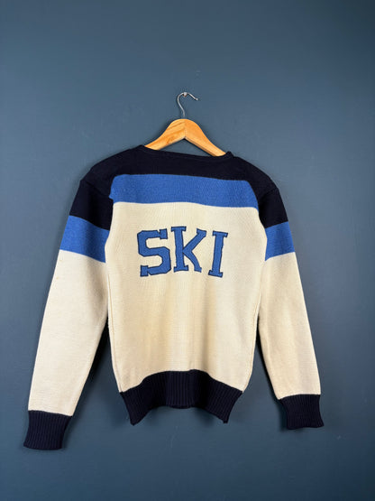 Vintage 1980s Euro Ski Colour Block Knit Jumper (wmns M)