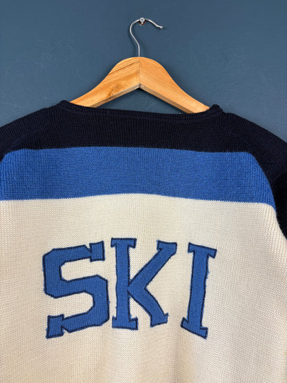 Vintage 1980s Euro Ski Colour Block Knit Jumper (wmns M)