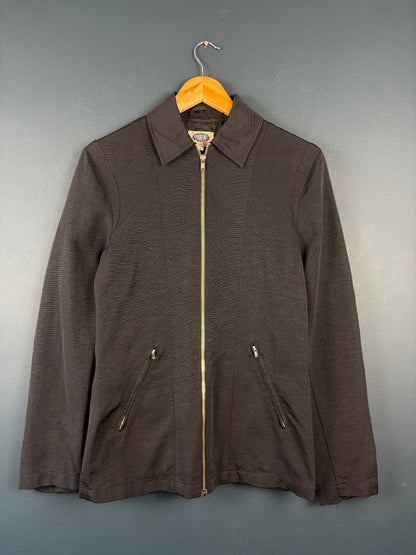 Vintage 1980s Rifle Shaped Ribbed Zip-up Collar Jacket (wmns M)