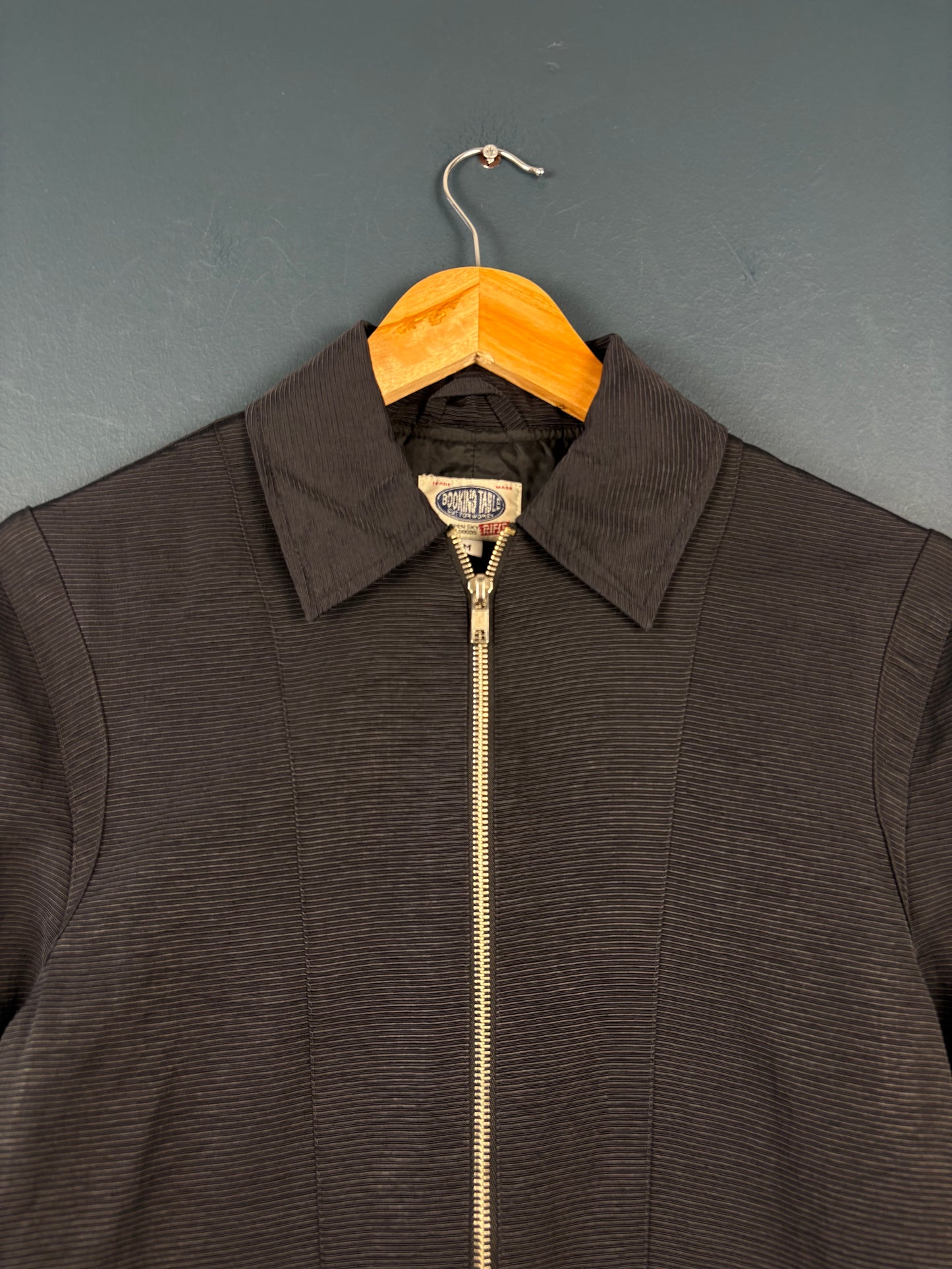 Vintage 1980s Rifle Shaped Ribbed Zip-up Collar Jacket (wmns M)
