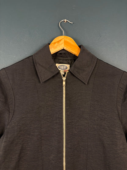Vintage 1980s Rifle Shaped Ribbed Zip-up Collar Jacket (wmns M)