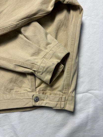 Vintage Diesel Industry Beige Leather + Canvas Trucker Jacket (L)