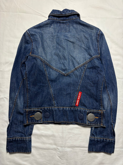 Miss Sixty 2000s Dark Wash Metalic Denim Jacket (women's M)