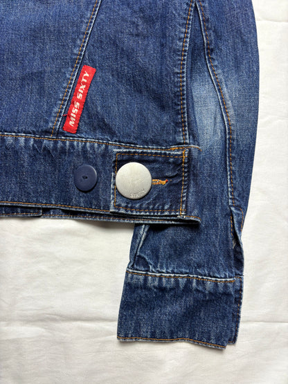 Miss Sixty 2000s Dark Wash Metalic Denim Jacket (women's M)