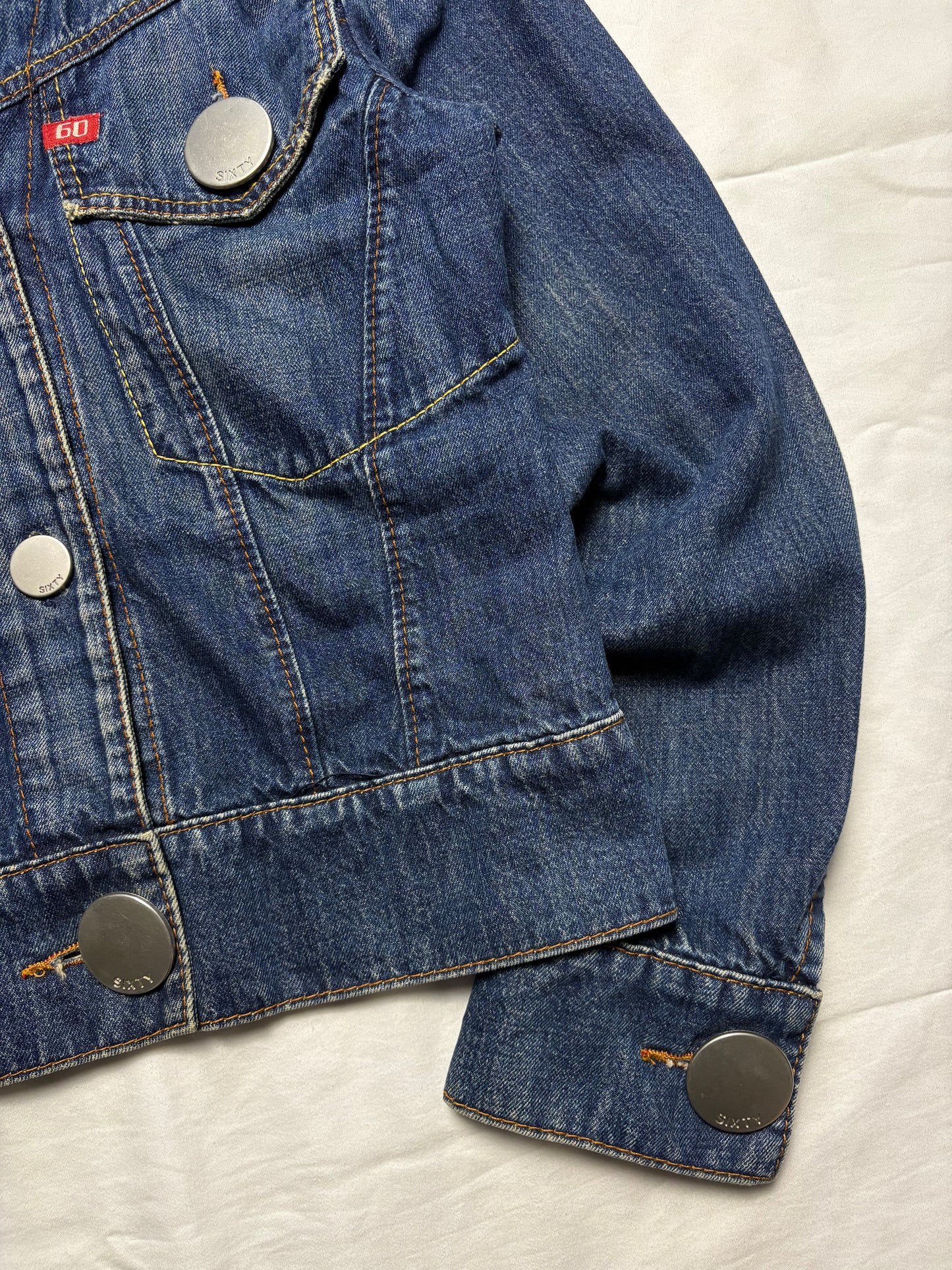 Miss Sixty 2000s Dark Wash Metalic Denim Jacket (women's M)