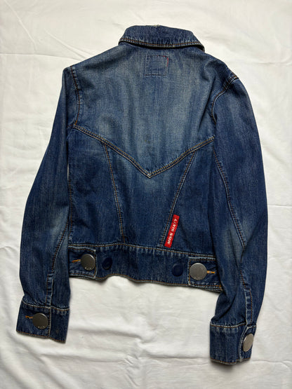 Miss Sixty 2000s Dark Wash Metalic Denim Jacket (women's M)