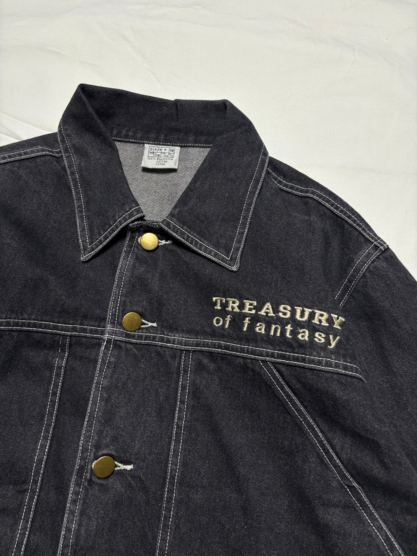 Vintage Dragon 90s Contrast Stitch Dark Denim Jacket (M)