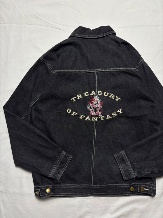 Vintage Dragon 90s Contrast Stitch Dark Denim Jacket (M)