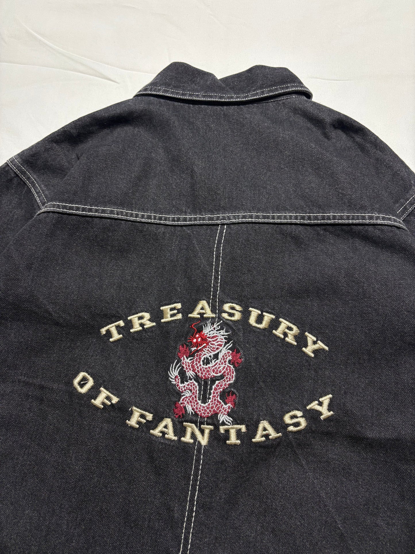 Vintage Dragon 90s Contrast Stitch Dark Denim Jacket (M)