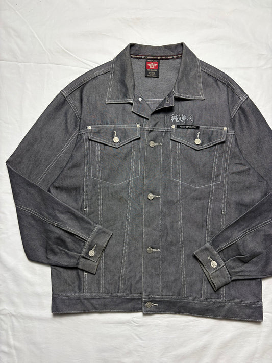 Vintage Playaz 90s Silver Denim Trucker Jacket (L)
