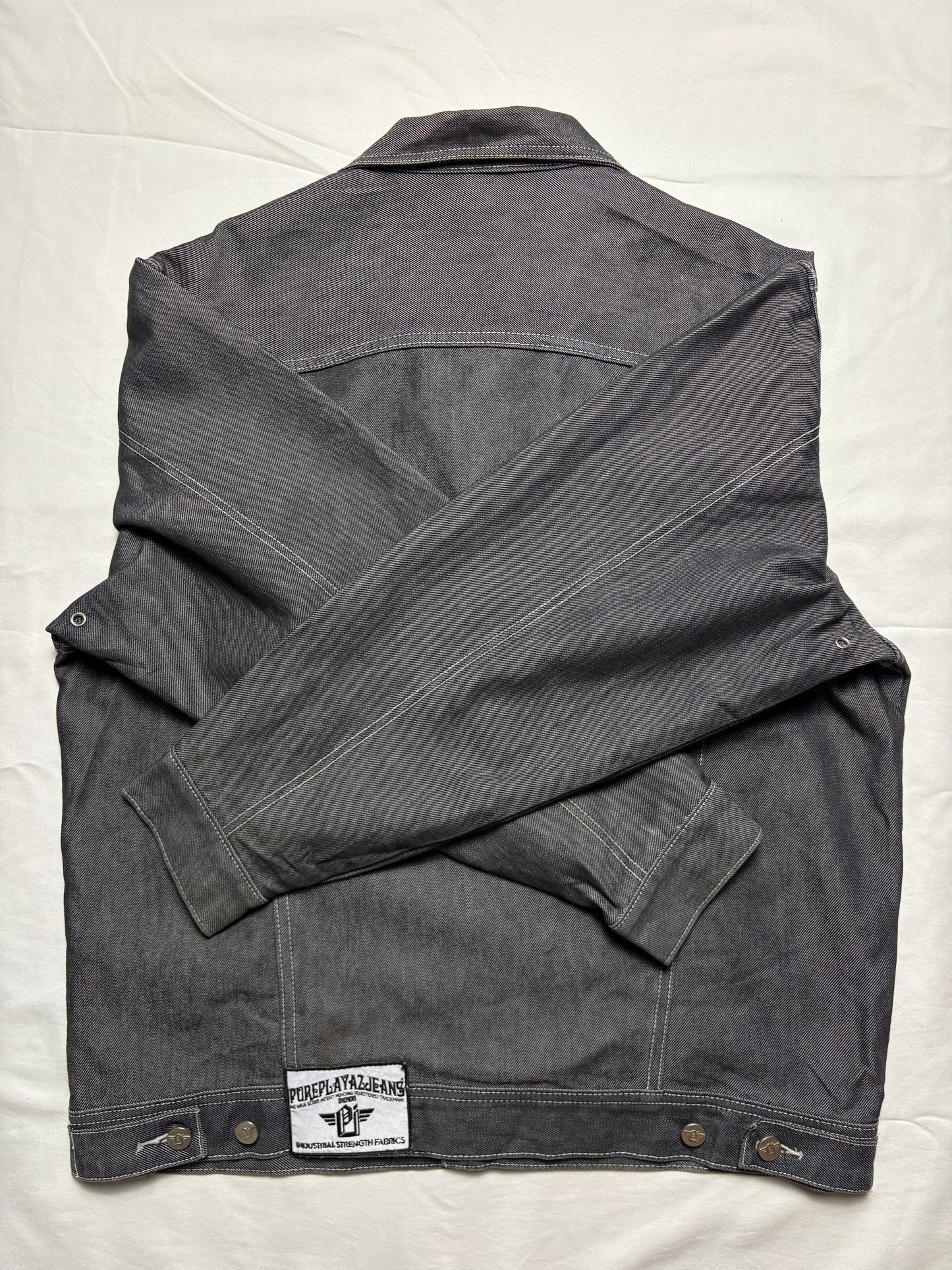 Vintage Playaz 90s Silver Denim Trucker Jacket (L)