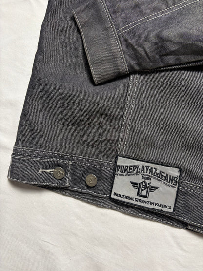 Vintage Playaz 90s Silver Denim Trucker Jacket (L)