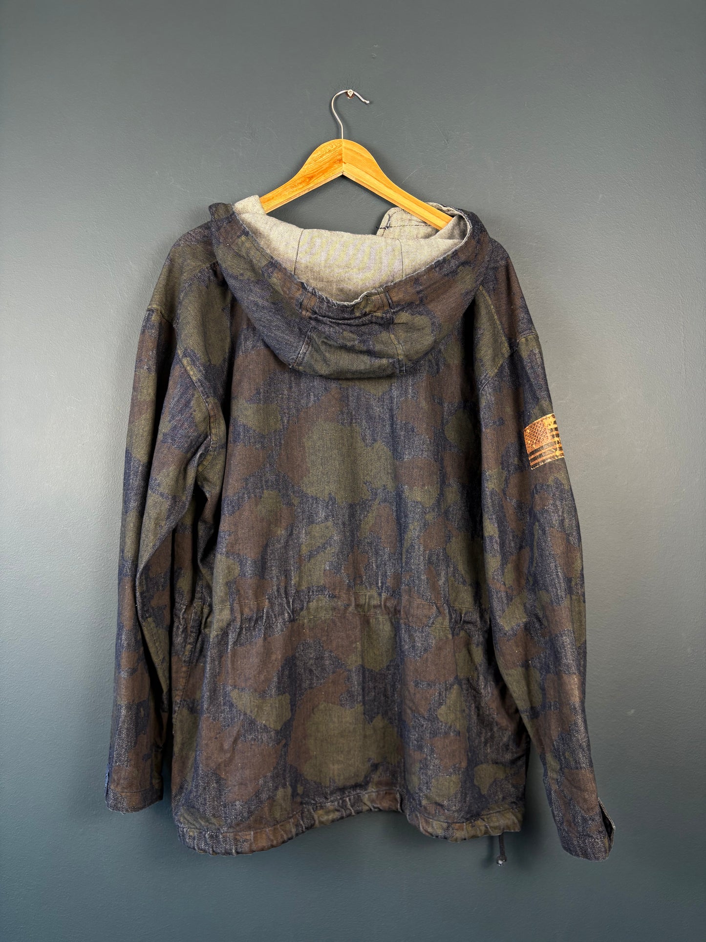 Vintage Rocawear Indigo Dye Camo Denim Smock Jacket (L)