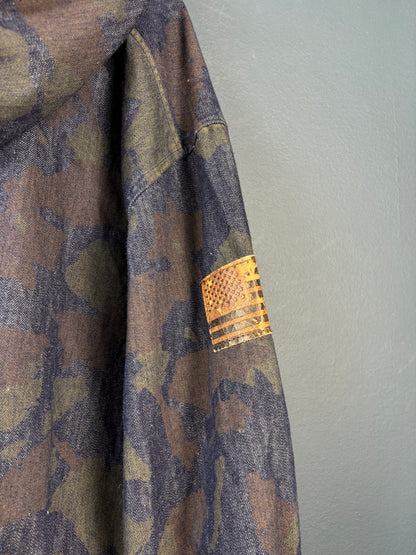 Vintage Rocawear Indigo Dye Camo Denim Smock Jacket (L)
