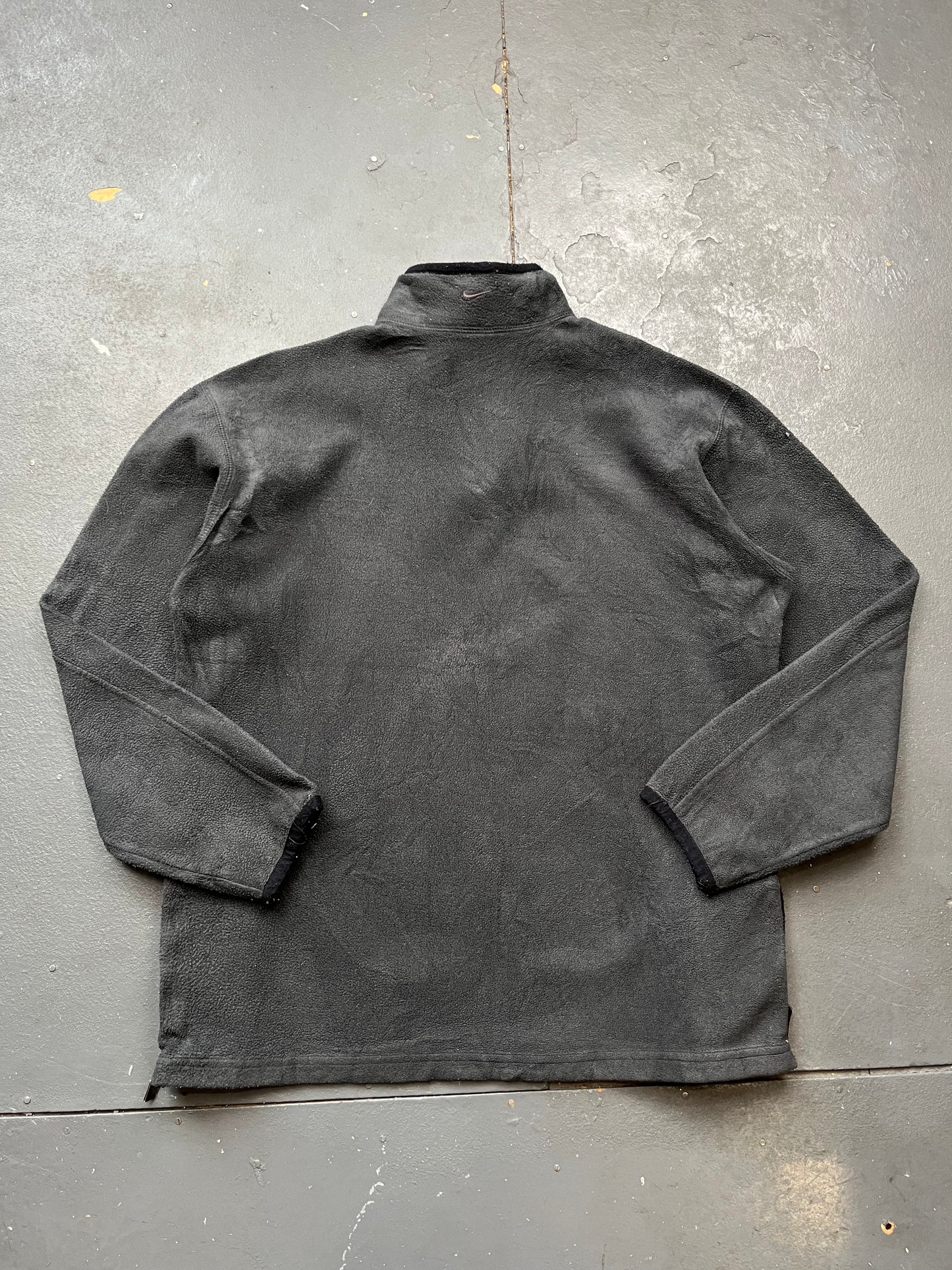 2000s Nike Mini Spellout Dark Grey Quarter Zip Jumper  [M]