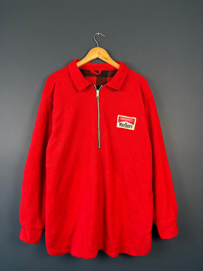 Vintage 90s Marlboro Reversible Checkered Fleece Jumper (L)