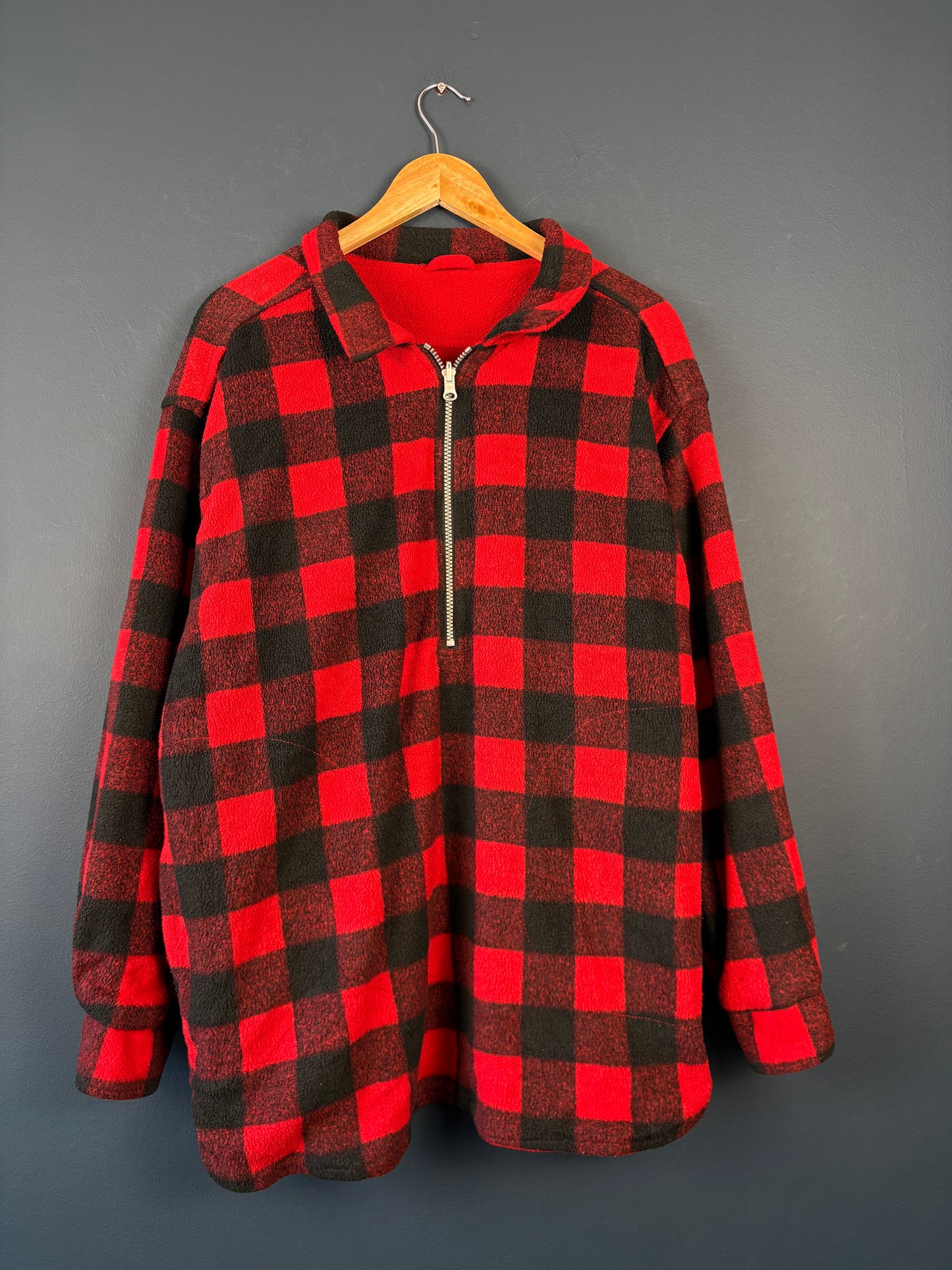 Vintage 90s Marlboro Reversible Checkered Fleece Jumper (L)